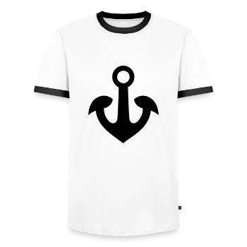 Anker - Männer Kontrast-T-Shirt - Weiß/Schwarz - Vorne - AI Model Female 172 light (172cm) & AI Model Male 178 dark (178cm)