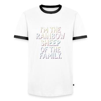 I'm The Rainbow Sheep Of The Family 9 - Männer Kontrast-T-Shirt - Weiß/Schwarz - Vorne - AI Model Female 172 light (172cm) & AI Model Male 178 dark (178cm)
