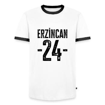 Erzincan 24 – Stolz auf Natur und Kultur - Männer Kontrast-T-Shirt - Weiß/Schwarz - Vorne - AI Model Female 172 light (172cm) & AI Model Male 178 dark (178cm)