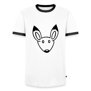 Renard Renard roux Animal sauvage Intelligent Habitants de la forêt - T-shirt contrasté Homme - blanc/noir - Devant - AI Model Female 172 light (172cm) & AI Model Male 178 dark (178cm)