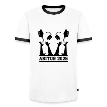 Abitur 2025 - Men's Ringer Shirt - white/black - Front - AI Model Female 172 light (172cm) & AI Model Male 178 dark (178cm)