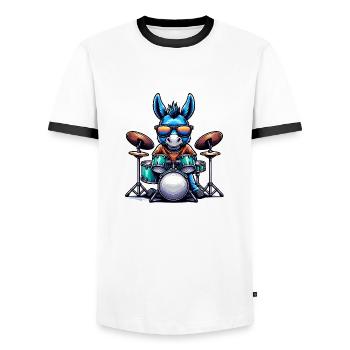 Global - Black without Japan Template - Men's Ringer Shirt - white/black - Front - AI Model Female 172 light (172cm) & AI Model Male 178 dark (178cm)