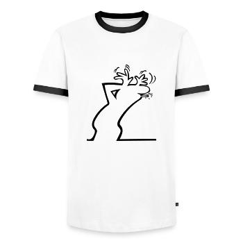 the line - Men's Ringer Shirt - white/black - Front - AI Model Female 172 light (172cm) & AI Model Male 178 dark (178cm)