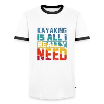 Kayaking Is All I Really Need Retro Colors - Men's Ringer Shirt - white/black - Front - AI Model Female 172 light (172cm) & AI Model Male 178 dark (178cm)