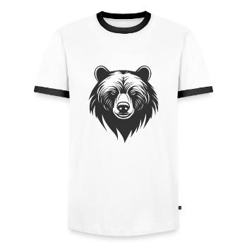 Bär - Männer Kontrast-T-Shirt - Weiß/Schwarz - Vorne - AI Model Female 172 light (172cm) & AI Model Male 178 dark (178cm)