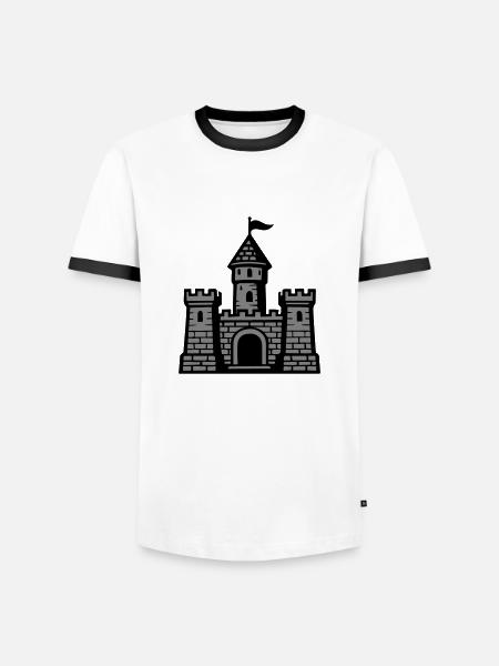 Castle Symbol Stone Wall - Men's Ringer Shirt - white/black