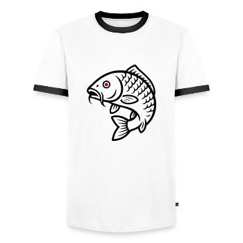 Carp Fish - Men's Ringer Shirt - white/black - Front - AI Model Female 172 light (172cm) & AI Model Male 178 dark (178cm)