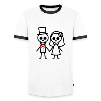 Couple de mariés - T-shirt contrasté Homme - blanc/noir - Devant - AI Model Female 172 light (172cm) & AI Model Male 178 dark (178cm)