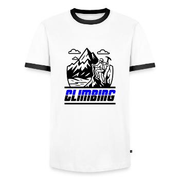 Mountaineering icon - Men's Ringer Shirt - white/black - Front - AI Model Female 172 light (172cm) & AI Model Male 178 dark (178cm)