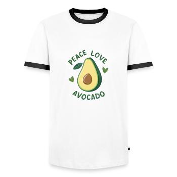 Frieden, Liebe und Avocado - Männer Kontrast-T-Shirt - Weiß/Schwarz - Vorne - AI Model Female 172 light (172cm) & AI Model Male 178 dark (178cm)