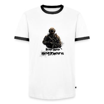 We Are soilder s Soldat Army - Men's Ringer Shirt - white/black - Front - AI Model Female 172 light (172cm) & AI Model Male 178 dark (178cm)