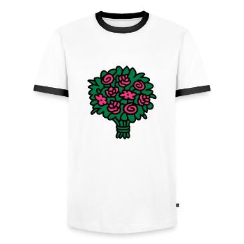 Bouquet 3 - Men's Ringer Shirt - white/black - Front - AI Model Female 172 light (172cm) & AI Model Male 178 dark (178cm)