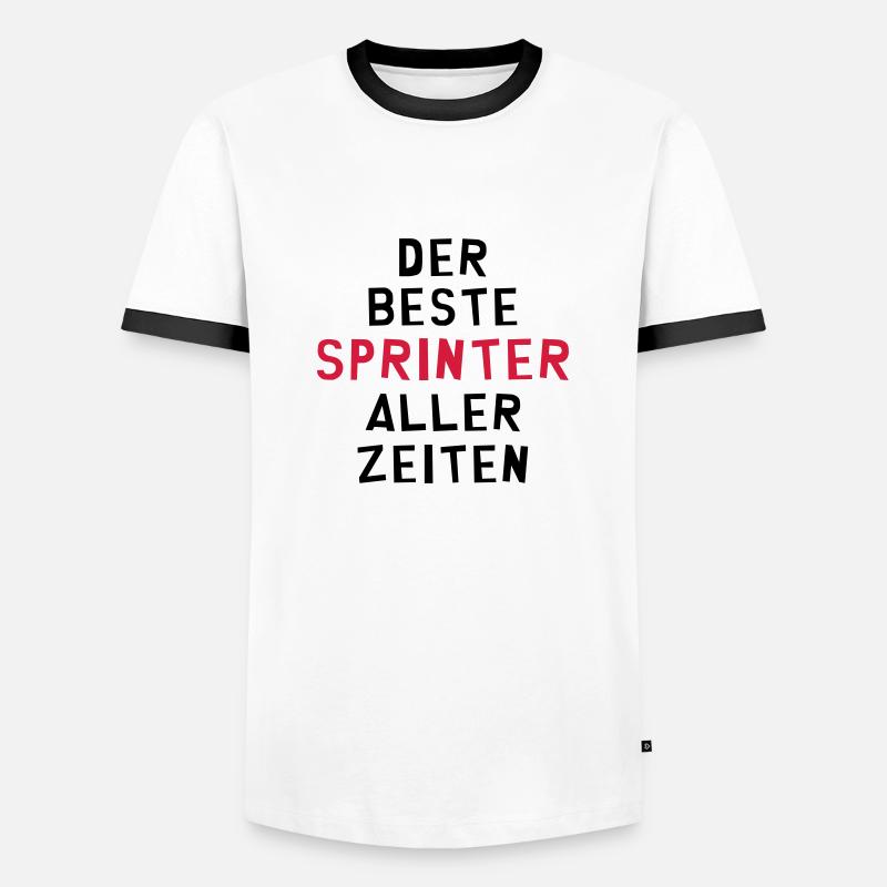 Leichtathletik / Sprint / Sprinter / Sprinterin - Männer Kontrast-T-Shirt - Weiß/Schwarz