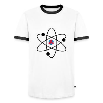 Atom 3 colors - Men's Ringer Shirt - white/black - Front - AI Model Female 172 light (172cm) & AI Model Male 178 dark (178cm)