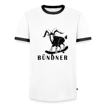 Bündner Steinbock Graubünden Grischa Grischun - Männer Kontrast-T-Shirt - Weiß/Schwarz - Vorne - AI Model Female 172 light (172cm) & AI Model Male 178 dark (178cm)