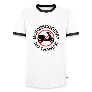 Motor Scooter? No Thanks! (2-colored) - Men's Ringer Shirt - white/black - Front - AI Model Female 172 light (172cm) & AI Model Male 178 dark (178cm)