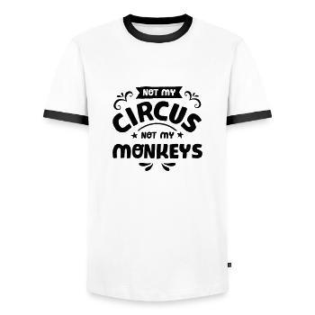 Not My Circus Not My Monkeys - T-shirt contrasté Homme - blanc/noir - Devant - AI Model Female 172 light (172cm) & AI Model Male 178 dark (178cm)
