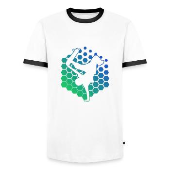 Skateboarder Homme Skateboarder Skateboard Skater - T-shirt contrasté Homme - blanc/noir - Devant - AI Model Female 172 light (172cm) & AI Model Male 178 dark (178cm)