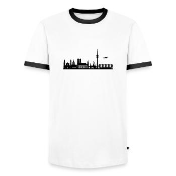 Skyline Munich - T-shirt contrasté Homme - blanc/noir - Devant - AI Model Female 172 light (172cm) & AI Model Male 178 dark (178cm)