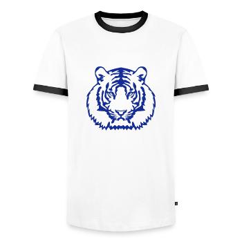 tigre tiger animal sauvage 18 - T-shirt contrasté Homme - blanc/noir - Devant - AI Model Female 172 light (172cm) & AI Model Male 178 dark (178cm)