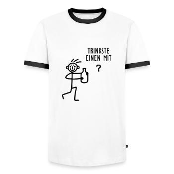Strichmännchen - trinken - Männer Kontrast-T-Shirt - Weiß/Schwarz - Vorne - AI Model Female 172 light (172cm) & AI Model Male 178 dark (178cm)