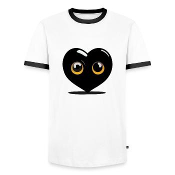 Black cartoon heart - Men's Ringer Shirt - white/black - Front - AI Model Female 172 light (172cm) & AI Model Male 178 dark (178cm)