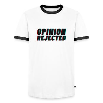 Opinion Rejected! - Men's Ringer Shirt - white/black - Front - AI Model Female 172 light (172cm) & AI Model Male 178 dark (178cm)