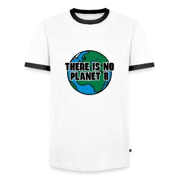 There is no Planet B - Männer Kontrast-T-Shirt - Weiß/Schwarz - Vorne - AI Model Female 172 light (172cm) & AI Model Male 178 dark (178cm)