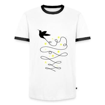 Kolibri Voyage - T-shirt contrasté Homme - blanc/noir - Devant - AI Model Female 172 light (172cm) & AI Model Male 178 dark (178cm)