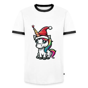 Unicorn Christmas - Men's Ringer Shirt - white/black - Front - AI Model Female 172 light (172cm) & AI Model Male 178 dark (178cm)