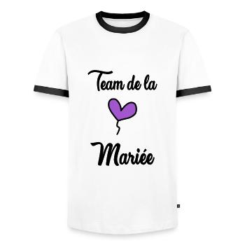 MARIEE. FUTURE MARIEE. EVJF. TEAM. TEAM MARIEE - T-shirt contrasté Homme - blanc/noir - Devant - AI Model Female 172 light (172cm) & AI Model Male 178 dark (178cm)