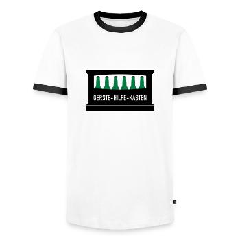 Gerste Hilfe Kasten - Männer Kontrast-T-Shirt - Weiß/Schwarz - Vorne - AI Model Female 172 light (172cm) & AI Model Male 178 dark (178cm)
