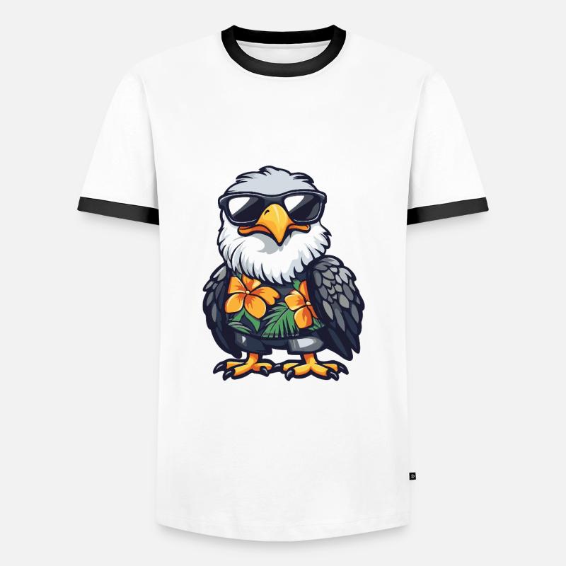Eagle Comic Vacation - Men's Ringer Shirt - white/black