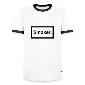 smoker 1c - Männer Kontrast-T-Shirt - Weiß/Schwarz - Vorne - AI Model Female 172 light (172cm) & AI Model Male 178 dark (178cm)