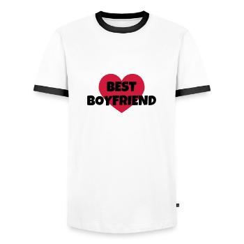 Love Girlfriend Boyfriend Liebe Amour Wedding - Men's Ringer Shirt - white/black - Front - AI Model Female 172 light (172cm) & AI Model Male 178 dark (178cm)