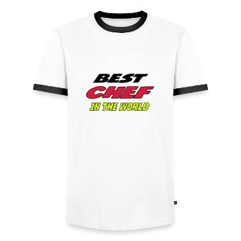 Best chef in the world - T-shirt contrasté Homme - blanc/noir - Devant - AI Model Female 172 light (172cm) & AI Model Male 178 dark (178cm)