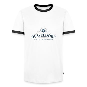 Dusseldorf - Men's Ringer Shirt - white/black - Front - AI Model Female 172 light (172cm) & AI Model Male 178 dark (178cm)