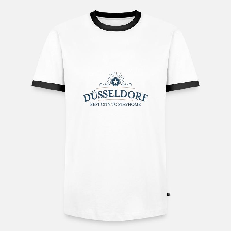 Düsseldorf - Männer Kontrast-T-Shirt - Weiß/Schwarz