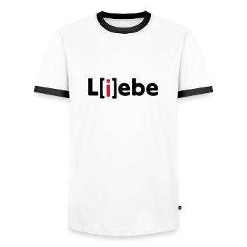 Liebe L(i)ebe L[i]ebe Love | Valentinstag Geschenk - Männer Kontrast-T-Shirt - Weiß/Schwarz - Vorne - AI Model Female 172 light (172cm) & AI Model Male 178 dark (178cm)