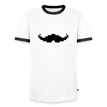 moustache pixel geek - Men's Ringer Shirt - white/black - Front - AI Model Female 172 light (172cm) & AI Model Male 178 dark (178cm)