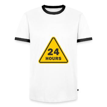 Service 24h/24 et 7j/7 - T-shirt contrasté Homme - blanc/noir - Devant - AI Model Female 172 light (172cm) & AI Model Male 178 dark (178cm)