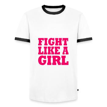 Fight like a girl - Männer Kontrast-T-Shirt - Weiß/Schwarz - Vorne - AI Model Female 172 light (172cm) & AI Model Male 178 dark (178cm)