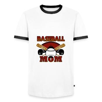 Baseball Mutter - Männer Kontrast-T-Shirt - Weiß/Schwarz - Vorne - AI Model Female 172 light (172cm) & AI Model Male 178 dark (178cm)