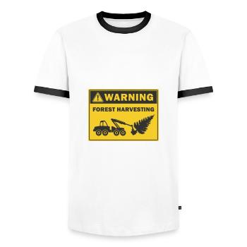 Waldernte Warnung Symbol für den Holzernter - Männer Kontrast-T-Shirt - Weiß/Schwarz - Vorne - AI Model Female 172 light (172cm) & AI Model Male 178 dark (178cm)
