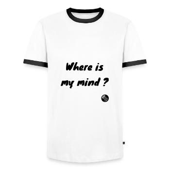 Where is my mind ? Pixies - Rock! - Men's Ringer Shirt - white/black - Front - AI Model Female 172 light (172cm) & AI Model Male 178 dark (178cm)