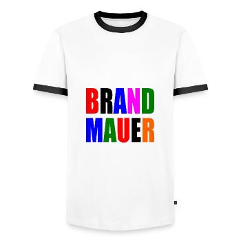 brandmauer - Männer Kontrast-T-Shirt - Weiß/Schwarz - Vorne - AI Model Female 172 light (172cm) & AI Model Male 178 dark (178cm)