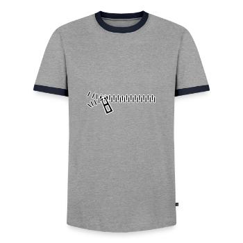 fermeture à glissière horizontalement - T-shirt contrasté Homme - gris/marine  - Devant - AI Model Female 172 light (172cm) & AI Model Male 178 light (178cm)