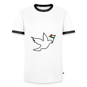 Free palestine - T-shirt contrasté Homme - blanc/noir - Devant - AI Model Female 172 light (172cm) & AI Model Male 178 dark (178cm)