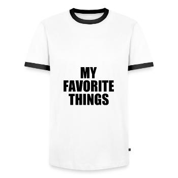 my favorite things - Männer Kontrast-T-Shirt - Weiß/Schwarz - Vorne - AI Model Female 172 light (172cm) & AI Model Male 178 dark (178cm)