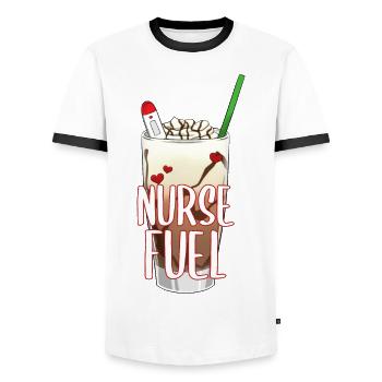 Nurse Energy Coffee Ice Cream I Gift - Men's Ringer Shirt - white/black - Front - AI Model Female 172 light (172cm) & AI Model Male 178 dark (178cm)